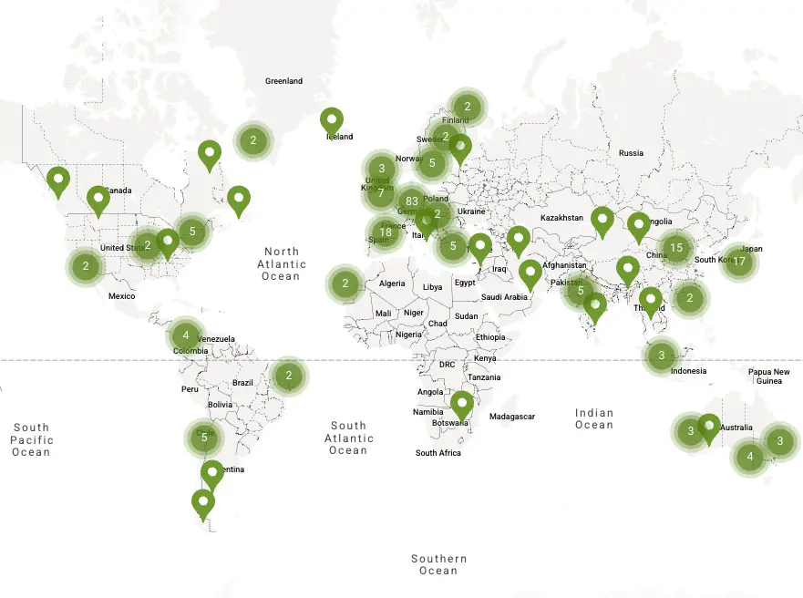 Green hydrogen project tracker